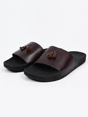 Black Camel PVC Tassel Style Slide, Brown