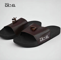 Black Camel PVC Tassel Style Slide, Brown