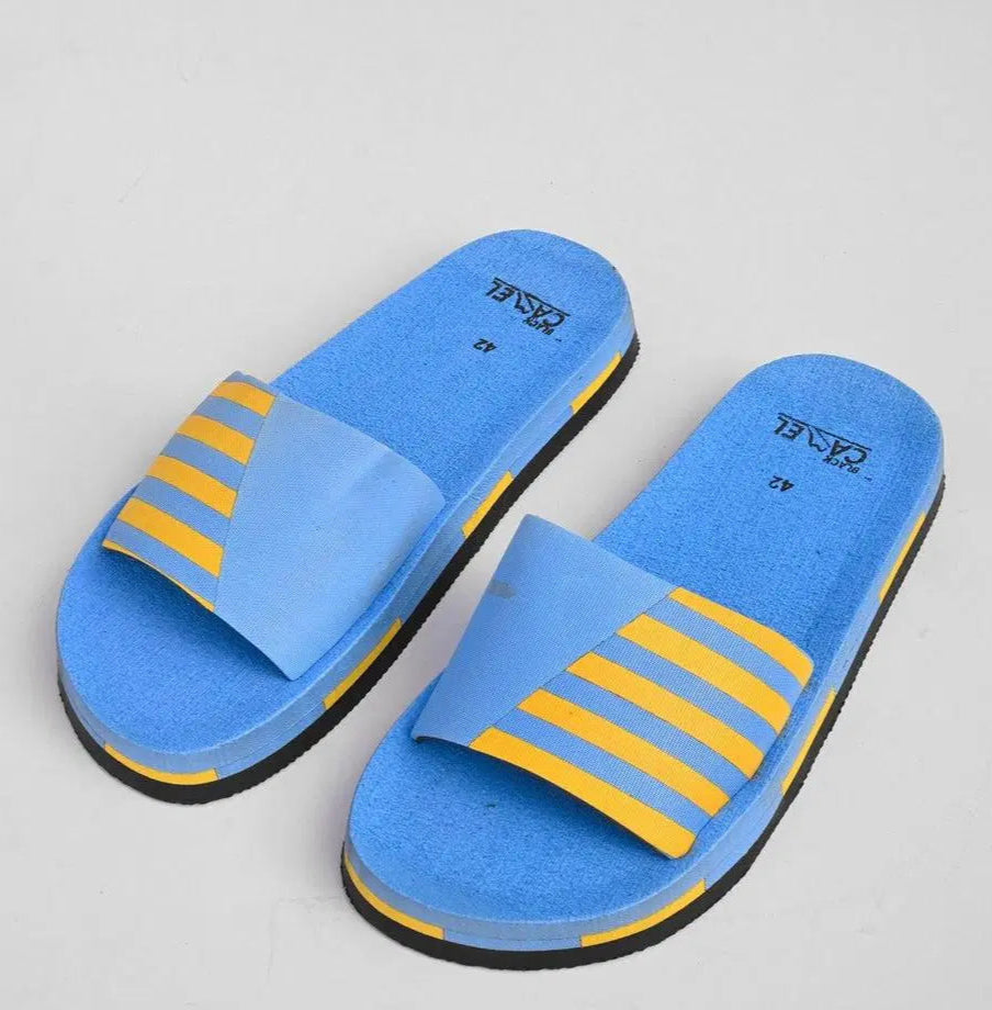 Black Camel Line Style Slide Shoes, Blue