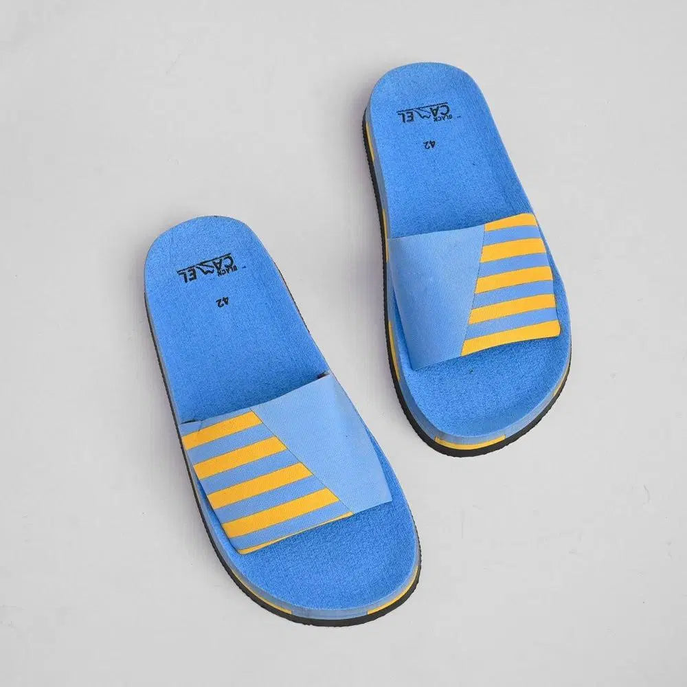 Black Camel Line Style Slide Shoes, Blue